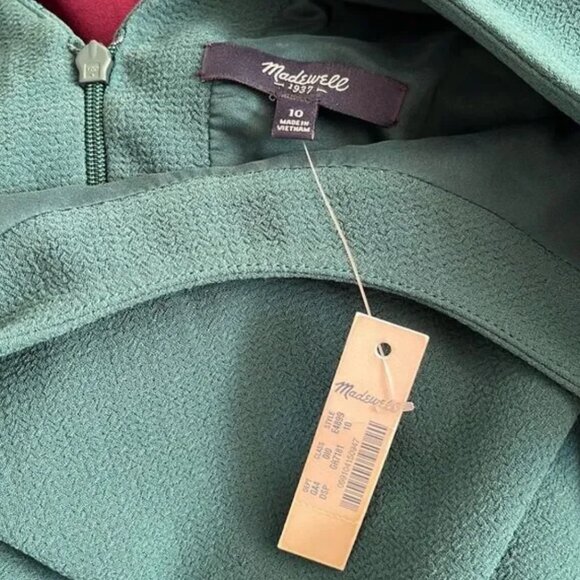 NWT Madewell Women's Sheath Green Fit Flare Textured Sleeveless Dress - Size 10 - Picture 7 of 8